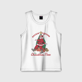 Детская майка хлопок с принтом Rockin Santa ,  |  | art | christmas | gifts | holiday | new year | santa | santa claus | star | tree | арт | елка | звезда | новый год | подарки | праздник | рождество | санта | санта клаус