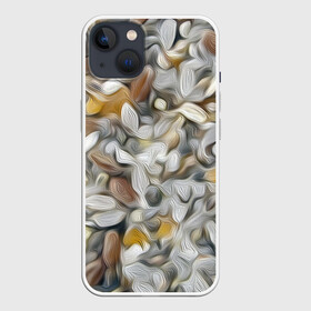 Чехол для iPhone 13 с принтом желто серый каменный узор ,  |  | abstraction | pebbles | stones | texture | абстракция | галька | камни | мазки | текстура