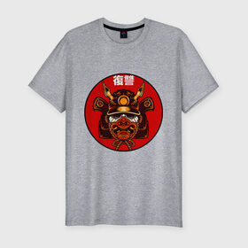 Мужская футболка хлопок Slim с принтом Samurai , 92% хлопок, 8% лайкра | приталенный силуэт, круглый вырез ворота, длина до линии бедра, короткий рукав | art | japan | pop art | samurai | yakudza | арт | поп арт | самурай | якудза | япония | японский стиль