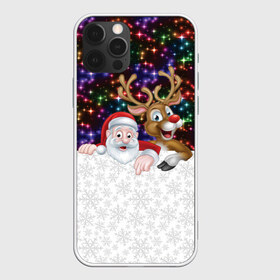 Чехол для iPhone 12 Pro Max с принтом Новый Год , Силикон |  | christmas | merry christmas | дед мороз | ёлка | зима | мороз | новогодний олень | новый год | подарок | праздник | рождество | с новым годом | санта клаус | снегурочка | снежинки