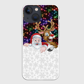 Чехол для iPhone 13 mini с принтом Новый Год ,  |  | christmas | merry christmas | дед мороз | ёлка | зима | мороз | новогодний олень | новый год | подарок | праздник | рождество | с новым годом | санта клаус | снегурочка | снежинки