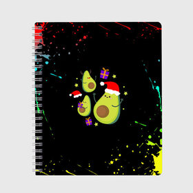 Тетрадь с принтом Новогодние Авокадо , 100% бумага | 48 листов, плотность листов — 60 г/м2, плотность картонной обложки — 250 г/м2. Листы скреплены сбоку удобной пружинной спиралью. Уголки страниц и обложки скругленные. Цвет линий — светло-серый
 | авокадо | веган | еда блогеров | мемы | минимализм | прикольные картинки | прикольные надписи | растение | смешное авокадо | фрукт