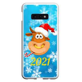 Чехол для Samsung S10E с принтом Год быка 2021 , Силикон | Область печати: задняя сторона чехла, без боковых панелей | Тематика изображения на принте: 2021 | 7 января | bull | newyear | santa | бык | быки | бычок | год быка | дед мороз | корова | новогодние каникулы | новогодние праздники | новый 2021 | новый год | новый год 2021 | рождество | сани | санта | санта клаус