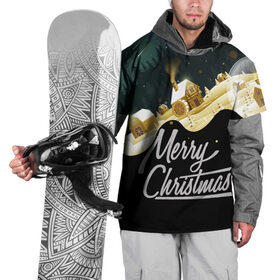 Накидка на куртку 3D с принтом Новогодняя деревня , 100% полиэстер |  | Тематика изображения на принте: new year | арт | графика | дед мороз | зима | новый год | рождество | санта