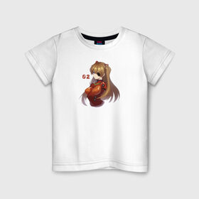 Детская футболка хлопок с принтом Asuka Langley , 100% хлопок | круглый вырез горловины, полуприлегающий силуэт, длина до линии бедер | Тематика изображения на принте: anime | evangelion | manga | аниме | аска | девушка | ева 20 | евангелион | манга