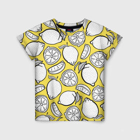 Детская футболка 3D с принтом Illuminating Lemon , 100% гипоаллергенный полиэфир | прямой крой, круглый вырез горловины, длина до линии бедер, чуть спущенное плечо, ткань немного тянется | 2021 | винтаж | лимоны | ретро | фрукты | цвет года