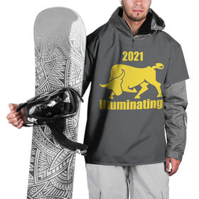 Накидка на куртку 3D с принтом Illuminating бык 2021 , 100% полиэстер |  | Тематика изображения на принте: bull | new year | pantone | power | symbol | ultimate grey | мощь | новый год | сила | символ | энергия