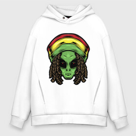 Мужское худи Oversize хлопок с принтом Reggae alien , френч-терри — 70% хлопок, 30% полиэстер. Мягкий теплый начес внутри —100% хлопок | боковые карманы, эластичные манжеты и нижняя кромка, капюшон на магнитной кнопке | Тематика изображения на принте: alien | волосы | инопланетянин | кепка | нло | пришелец | растаман | регги | хипстер | шляпа