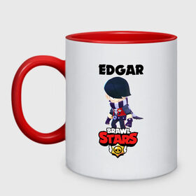 Кружка двухцветная с принтом BRAWL STARS EDGAR. , керамика | объем — 330 мл, диаметр — 80 мм. Цветная ручка и кайма сверху, в некоторых цветах — вся внутренняя часть | 8 bit | brawl stars | byron | colette | crow | edgar | gale | leon | max | mr.p | sally leon | shark | virus 8 bit | werewolf leon | акула | байрон | берли | бравл старс | ворон | коллет | макс | оборотень | эдгар