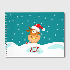 Альбом для рисования с принтом 2021 Год быка , 100% бумага
 | матовая бумага, плотность 200 мг. | 2021 | 7 января | bull | newyear | santa | бык | быки | бычок | год быка | дед мороз | корова | новогодние каникулы | новогодние праздники | новый 2021 | новый год | новый год 2021 | рождество | сани | санта | санта клаус