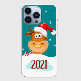 Чехол для iPhone 13 Pro с принтом 2021 Год быка ,  |  | 2021 | 7 января | bull | newyear | santa | бык | быки | бычок | год быка | дед мороз | корова | новогодние каникулы | новогодние праздники | новый 2021 | новый год | новый год 2021 | рождество | сани | санта | санта клаус