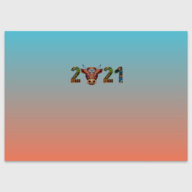 Поздравительная открытка с принтом 2021 Год быка , 100% бумага | плотность бумаги 280 г/м2, матовая, на обратной стороне линовка и место для марки
 | Тематика изображения на принте: 2021 | 7 января | bull | newyear | santa | бык | быки | бычок | год быка | дед мороз | корова | новогодние каникулы | новогодние праздники | новый 2021 | новый год | новый год 2021 | рождество | сани | санта | санта клаус