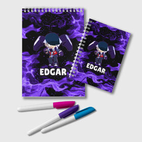 Блокнот с принтом BRAWL STARS EDGAR , 100% бумага | 48 листов, плотность листов — 60 г/м2, плотность картонной обложки — 250 г/м2. Листы скреплены удобной пружинной спиралью. Цвет линий — светло-серый
 | 8 bit | 8 бит | brawl | brawl stars | crow | edgar | leon | stars | бравл | бравл старс | браво старс | едгар | игра | компьютерная | леон | огонь | онлайн | старс | эдгар