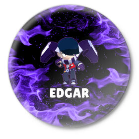 Значок с принтом BRAWL STARS EDGAR ,  металл | круглая форма, металлическая застежка в виде булавки | 8 bit | 8 бит | brawl | brawl stars | crow | edgar | leon | stars | бравл | бравл старс | браво старс | едгар | игра | компьютерная | леон | огонь | онлайн | старс | эдгар