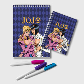 Блокнот с принтом JOJO , 100% бумага | 48 листов, плотность листов — 60 г/м2, плотность картонной обложки — 250 г/м2. Листы скреплены удобной пружинной спиралью. Цвет линий — светло-серый
 | jojo log | jojo no kimyou na bouken | jojos bizarre adventure | невероятное приключение джоджо