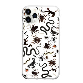 Чехол для iPhone 11 Pro Max матовый с принтом Жуткие насекомые , Силикон |  | арт | белый | живность | животные | жук | жуткие насекомые | жуть | змея | клоп | набор насекомых | опарыш | паразит | паук | пиявка | рисунок | сколопендра | скорпион | таракан | фон | червь | ядовитый