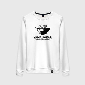 Женский свитшот хлопок с принтом Yamalwear , 100% хлопок | прямой крой, круглый вырез, на манжетах и по низу широкая трикотажная резинка  | salekhard | yamal | yanao | арт | минимализм | рисунок | салехард | север | ямал | янао