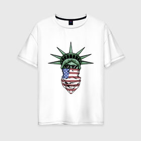 Женская футболка хлопок Oversize с принтом American Style , 100% хлопок | свободный крой, круглый ворот, спущенный рукав, длина до линии бедер
 | американский | бандит | городской | очки | платок | свободы | статуя | флаг | хипстер