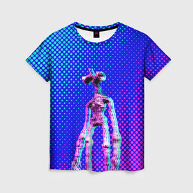Женская футболка 3D с принтом Siren Head - Helloween , 100% полиэфир ( синтетическое хлопкоподобное полотно) | прямой крой, круглый вырез горловины, длина до линии бедер | glitch | glitch siren head | rgb | siren head | sirena | глитч | глич | ретро | сирейноголовый | сирена | сиреноголовый