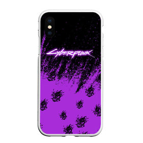 Чехол для iPhone XS Max матовый с принтом Cyberpunk neon. , Силикон | Область печати: задняя сторона чехла, без боковых панелей | Тематика изображения на принте: cd project red | cyberpunk 2077 | keanu reeves | samurai | киану ривз | киберпанк 2077 | самураи