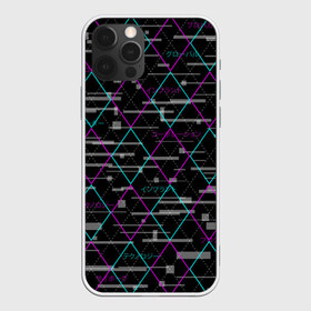 Чехол для iPhone 12 Pro Max с принтом Futuristic Argyle , Силикон |  | cyberpunk | glitch | глитч | киберпанк | орнамент | ромбы | узор | футуристичный