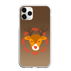Чехол для iPhone 11 Pro Max матовый с принтом олень новогодний арт , Силикон |  | венок | градиент | зверь | коричневый | красный нос | новый год | олененок | олень | праздник | рога | рожки | рудольф | символ