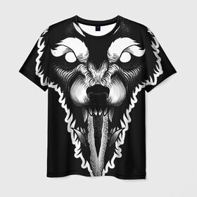 Мужская футболка 3D с принтом Фенрир , 100% полиэфир | прямой крой, круглый вырез горловины, длина до линии бедер | волк | волчара | дотворк | кинжал | тату | фенрир