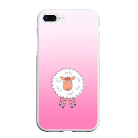 Чехол для iPhone 7Plus/8 Plus матовый с принтом веселая овечка , Силикон | Область печати: задняя сторона чехла, без боковых панелей | арт | барашек | вектор | веселое животное | градиент | девочковый | детский | мило | облако | овечка | овца | рисунок | розовый