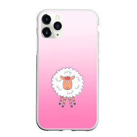 Чехол для iPhone 11 Pro Max матовый с принтом веселая овечка , Силикон |  | арт | барашек | вектор | веселое животное | градиент | девочковый | детский | мило | облако | овечка | овца | рисунок | розовый