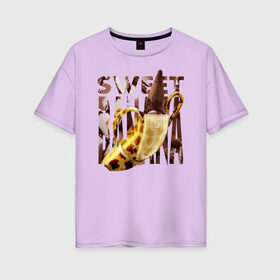Женская футболка хлопок Oversize с принтом Sweet banana , 100% хлопок | свободный крой, круглый ворот, спущенный рукав, длина до линии бедер
 | new year. | sweet banana | банан | грифель | джем | зверь | иголки | карандаш | кольцо | леопард | леопардовый | нг | новый год | овощ | ожерелья | подарок | прздник | принадлежность | сладкий банан | украшения