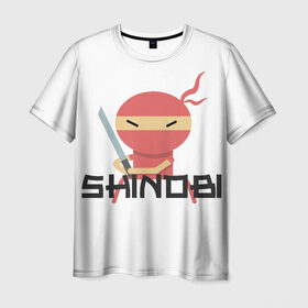 Мужская футболка 3D с принтом Шиноби , 100% полиэфир | прямой крой, круглый вырез горловины, длина до линии бедер | воин | зеленый мини ниндзя | катана | маска | маскировка | ниндзюцу | стикмен | япония