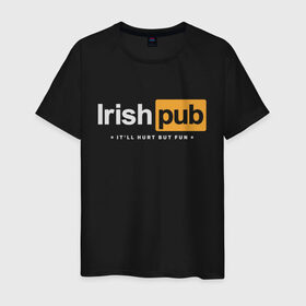 Мужская футболка хлопок с принтом Irish Pub , 100% хлопок | прямой крой, круглый вырез горловины, длина до линии бедер, слегка спущенное плечо. | 