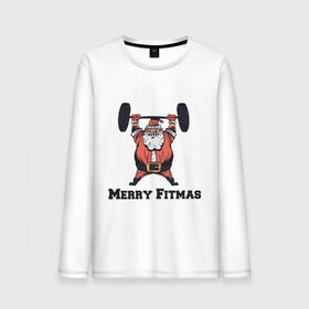 Мужской лонгслив хлопок с принтом Merry Fitmas , 100% хлопок |  | Тематика изображения на принте: 