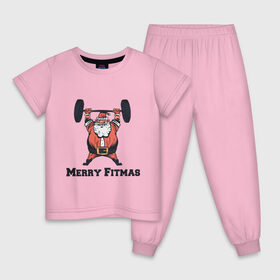 Детская пижама хлопок с принтом Merry Fitmas , 100% хлопок |  брюки и футболка прямого кроя, без карманов, на брюках мягкая резинка на поясе и по низу штанин
 | 