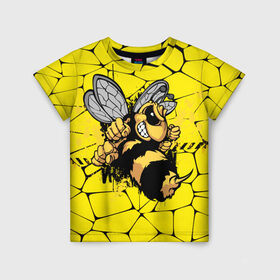 Детская футболка 3D с принтом Дикая пчела , 100% гипоаллергенный полиэфир | прямой крой, круглый вырез горловины, длина до линии бедер, чуть спущенное плечо, ткань немного тянется | дикая пчела | жало | мед | насекомые | опасность | соты | текстура | шершень