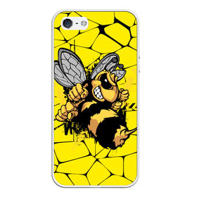 Чехол для iPhone 5/5S матовый с принтом Дикая пчела , Силикон | Область печати: задняя сторона чехла, без боковых панелей | дикая пчела | жало | мед | насекомые | опасность | соты | текстура | шершень