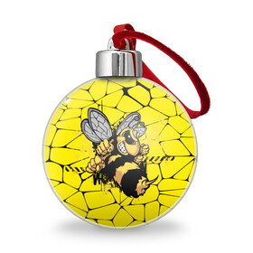 Ёлочный шар с принтом Дикая пчела , Пластик | Диаметр: 77 мм | Тематика изображения на принте: дикая пчела | жало | мед | насекомые | опасность | соты | текстура | шершень