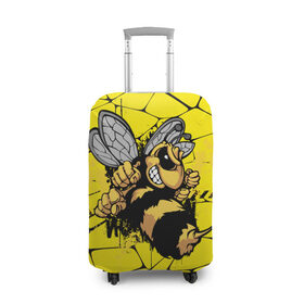 Чехол для чемодана 3D с принтом Дикая пчела , 86% полиэфир, 14% спандекс | двустороннее нанесение принта, прорези для ручек и колес | дикая пчела | жало | мед | насекомые | опасность | соты | текстура | шершень