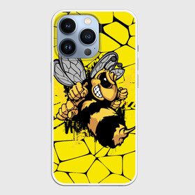 Чехол для iPhone 13 Pro с принтом Дикая пчела ,  |  | Тематика изображения на принте: дикая пчела | жало | мед | насекомые | опасность | соты | текстура | шершень
