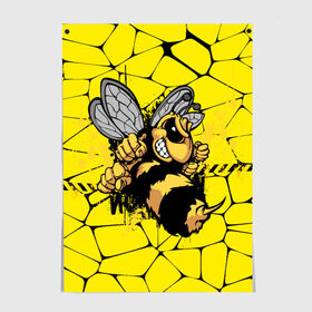 Постер с принтом Дикая пчела , 100% бумага
 | бумага, плотность 150 мг. Матовая, но за счет высокого коэффициента гладкости имеет небольшой блеск и дает на свету блики, но в отличии от глянцевой бумаги не покрыта лаком | дикая пчела | жало | мед | насекомые | опасность | соты | текстура | шершень