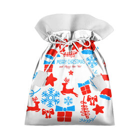 Подарочный 3D мешок с принтом Merry Christmas and HNY , 100% полиэстер | Размер: 29*39 см | Тематика изображения на принте: 2021 | 2022 | happy | new year | быка | гирлянда | дед мороз | елка | зеленый | игрушка | клаус | конфеты | нг | новый год | носок | перчатка | печенье | подарок | полосы | пряник | рождество | с | санта | сладости | снег