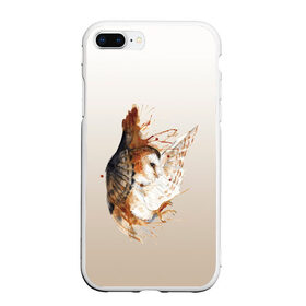 Чехол для iPhone 7Plus/8 Plus матовый с принтом летящая сова рисунок , Силикон | Область печати: задняя сторона чехла, без боковых панелей | акварель | акварельный | арт | брызги | градиент | животные | звери | краска | крылья | момент | полет | потеки | рисунок | скетч | сова | филин