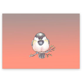 Поздравительная открытка с принтом акварельная птица на ветке , 100% бумага | плотность бумаги 280 г/м2, матовая, на обратной стороне линовка и место для марки
 | 