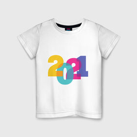 Детская футболка хлопок с принтом Новый год 2021 , 100% хлопок | круглый вырез горловины, полуприлегающий силуэт, длина до линии бедер | 2021 год | 2021 год быка | happy new year | год быка | новый год | подарки | с новым годом