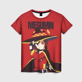 Женская футболка 3D с принтом Megumin , 100% полиэфир ( синтетическое хлопкоподобное полотно) | прямой крой, круглый вырез горловины, длина до линии бедер | aqua | darkness | kazuma | kono subarashii | konosuba | megumin | аква | богиня благословляет этот прекрасный мир | даркнес | даркнесс | казума | коносуба | мегумин | юн юн