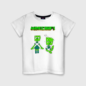 Детская футболка хлопок с принтом Minecraft , 100% хлопок | круглый вырез горловины, полуприлегающий силуэт, длина до линии бедер | 