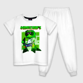 Детская пижама хлопок с принтом Minecraft , 100% хлопок |  брюки и футболка прямого кроя, без карманов, на брюках мягкая резинка на поясе и по низу штанин
 | 