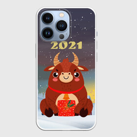 Чехол для iPhone 13 Pro с принтом Бык с подарками 2021 ,  |  | 2021 | 7 января | bull | newyear | santa | бык | быки | бычок | год быка | дед мороз | корова | новогодние каникулы | новогодние праздники | новый 2021 | новый год | новый год 2021 | рождество | сани | санта | санта клаус