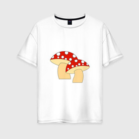 Женская футболка хлопок Oversize с принтом Грибы , 100% хлопок | свободный крой, круглый ворот, спущенный рукав, длина до линии бедер
 | горох | грибы | картинки | круги | лес | мухомор | осень | позитив | популярные | прикольные