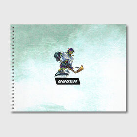Альбом для рисования с принтом BAUER , 100% бумага
 | матовая бумага, плотность 200 мг. | bauer | бауэр | зима | зомби | игра | клюшка | коньки | лёд | спортсмен | хоккеист | хоккей | шайба